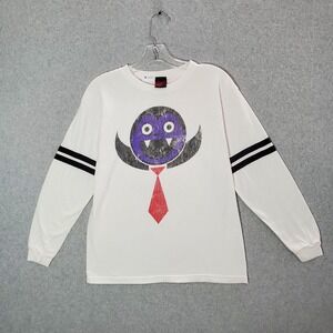 VINTAGE Vampire Boys Top Large White‎ Graphic Long Sleeve Shirt Crew Neck